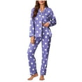 thumbnail image 2 of Gapacks Womens Purple Polka Dot Pajama Set - Long Sleeve Button-Down Top & High-Waisted Pants, Soft Stretch 95% Polyester 5% Spandex, S-XL for Sleep & Lounging,Size XL, 2 of 6