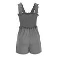 thumbnail image 4 of Women's Summer Casual Smocked Romper Dress Look Ruffle Tank Short Jumpsuit with Pocket Wide Leg Beach Vacation Playsuit, Gray, L, 4 of 7
