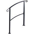thumbnail image 3 of Handrails for Outdoor Steps, Fit 2 or 3 Steps Outdoor Stair Railing, Picket#2 Wrought Iron Handrail, Flexible Porch Railing, Black Transitional Handrails for Concrete Steps or Wooden Stairs, 3 of 11