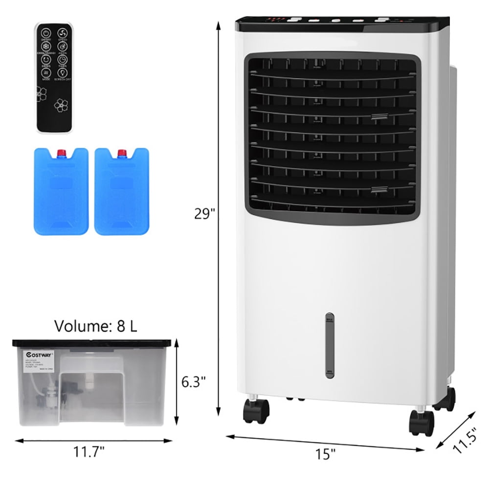 Spaco 3-in-1 Portable Evaporative Air Conditioner Cooler with Remote Control for Home, Air Conditioners, Mist Cooling Fan, Portable Ac Units for Rooms, Bedroom, Office, White