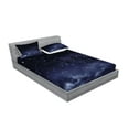 thumbnail image 2 of Ambesonne Night Fitted Sheet & Pillow Sham Set, Ethereal Galactic View, Full, Dark Blue White, 2 of 2