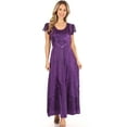 thumbnail image 5 of Sakkas Marni Women's Casual Maxi Short Sleeve Stonewashed Long Caftan Dress Lace - Purple - S/M, 5 of 5