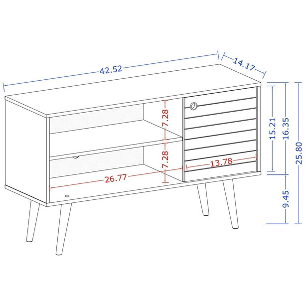 YCH Liberty MidCentury Modern Living Room TV Stand with Shelves and a