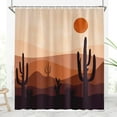 thumbnail image 4 of Mid Century Cactus Shower Curtain, Boho Mountain Cacti Sunset Desert Landscape Shower Curtain Set Modern Aesthetic Sunrise Vintage Beige Bath Curtain Polyester Fabric, 72X84inch, 4 of 6