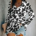 thumbnail image 2 of LYWC Vintage Cowhide Pattern - 1197 Long Sleeve Shirts For Women Oversized Tshirts Tops Tees Fall T-Shirts V Neck, 2 of 7