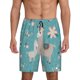 thumbnail image 1 of Balery Teal Mama Llama Pantalones cortos de pijama de punto de algodón para hombre con cinturilla y bolsillos-XX-Large, 1 of 6