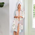 thumbnail image 5 of Zipper Robes for Women Lightweight 3/4 Length Sleeve Summer Bathrobes for Women Zipper Front Knee Length Vintage Floral Print Fashion Bathrobe Nightgown with Pockets Sky Blue M, 5 of 7