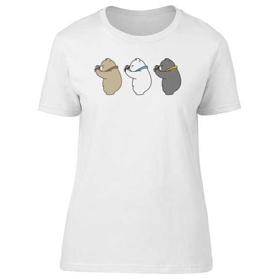 Three Polar Bears Taking Photos Tee Women's -Image by Shutterstock