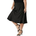 thumbnail image 4 of Agnes Orinda Women's Plus Size Elastic Waist Ruffled Hem Chambray Casual Midi Skirts 3X Black, 4 of 5