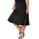 thumbnail image 4 of Faldas midi casuales de chambray con cintura elástica y dobladillo con volantes para mujeres de tallas grandes Agnes Orinda 2X negras, 4 of 5