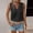 Black, variant on Women's Lace Trim Button-Down Tank, V-Neck Sleeveless Blouse with Front Lace Cutouts, Boho Summer Casual Top Purple S