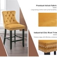 thumbnail image 4 of Widened Counter Height Bar Stools Set of 4, Yellow Wood Bar Stools for Kitchen Island, Modern Barstools with Backs, Sillas para Barra de Cocina, Velvet Counter Height Chairs (Gold, 4Pcs), 4 of 4