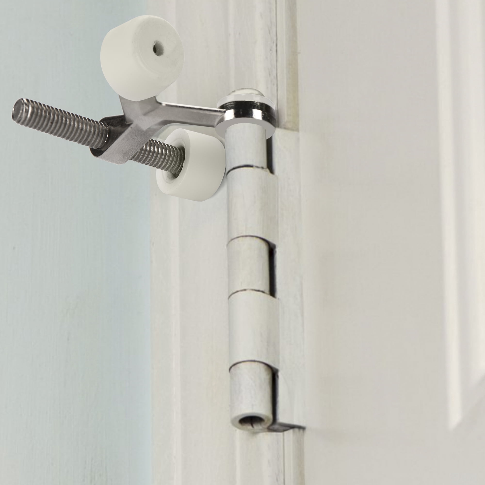Hyper Tough Hinge Pin Mounted Doorstop, Satin Nickel, Assembled Product Depth 5.65 Inch