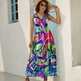thumbnail image 3 of Maxi Dress Shiny Graffiti Dress Colorful Print Sexy Casual Bohemia Long Dresses High Waist Graphic Oversize Vestidos, 3 of 7