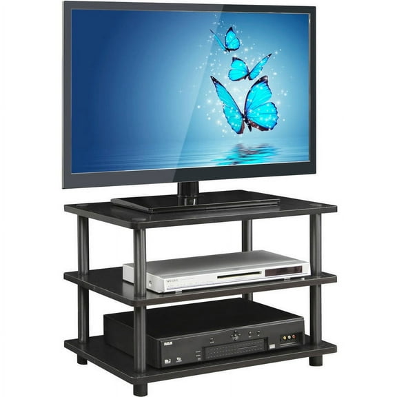 Furinno 15094BW/BK Turn-N-Tube Easy Assembly 4-Tier Corner TV Stand, Blackwood