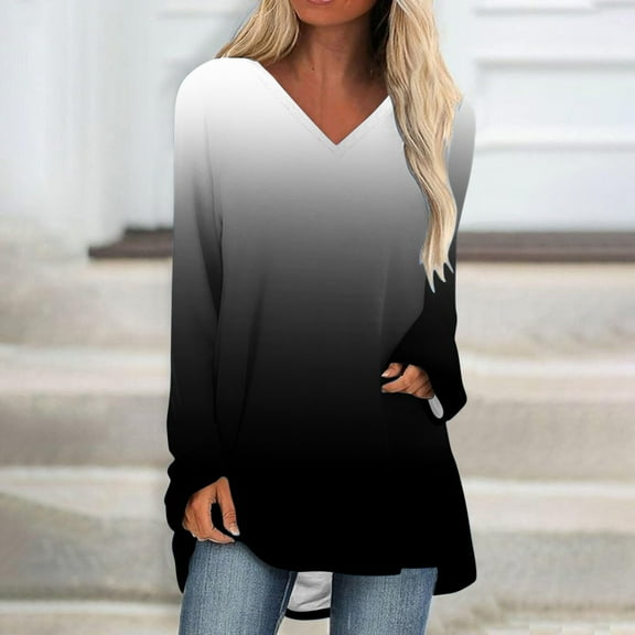 Aueoeo Women's Tops Long Sleeve Dressy Casual Plus Size Tunic Tops to Wear with Leggings T-Shirt Loose Fit Blouses