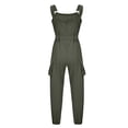thumbnail image 3 of Solid Color Polyester Overalls,Women's Fashion Workwear Waistband Strap Pants Minimal Jumpsuit, 3 of 5