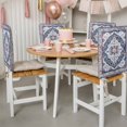 thumbnail image 3 of Bohemian Chair Back Covers Set of 1, Vintage Tribal Boho Floral Monaco Ethnic Style Blue Stretch Dining Chair Back Slipcovers Removable Seat Cover for Kitchen Restaurant Hotel Cafe, 3 of 9