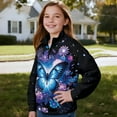thumbnail image 3 of Uourmeti Floral Butterfly Quarter Zip Up Sweatshirts for Kids Girls Long Sleeve Pullover Sweatshirts Soft Lightweight Comfy Casual for Daily Wear Size 13-14, 3 of 7