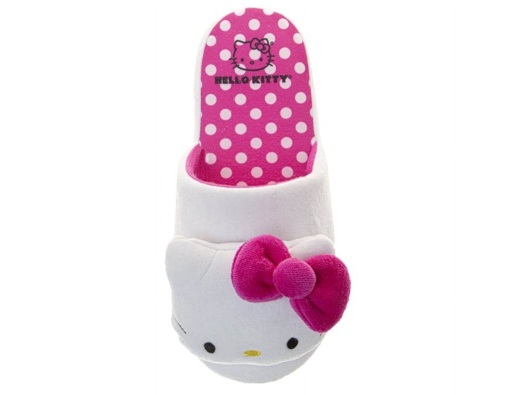 Hello Kitty Ladies Dual Sizes Slipperswhite Fuchsia, Size: 7-8