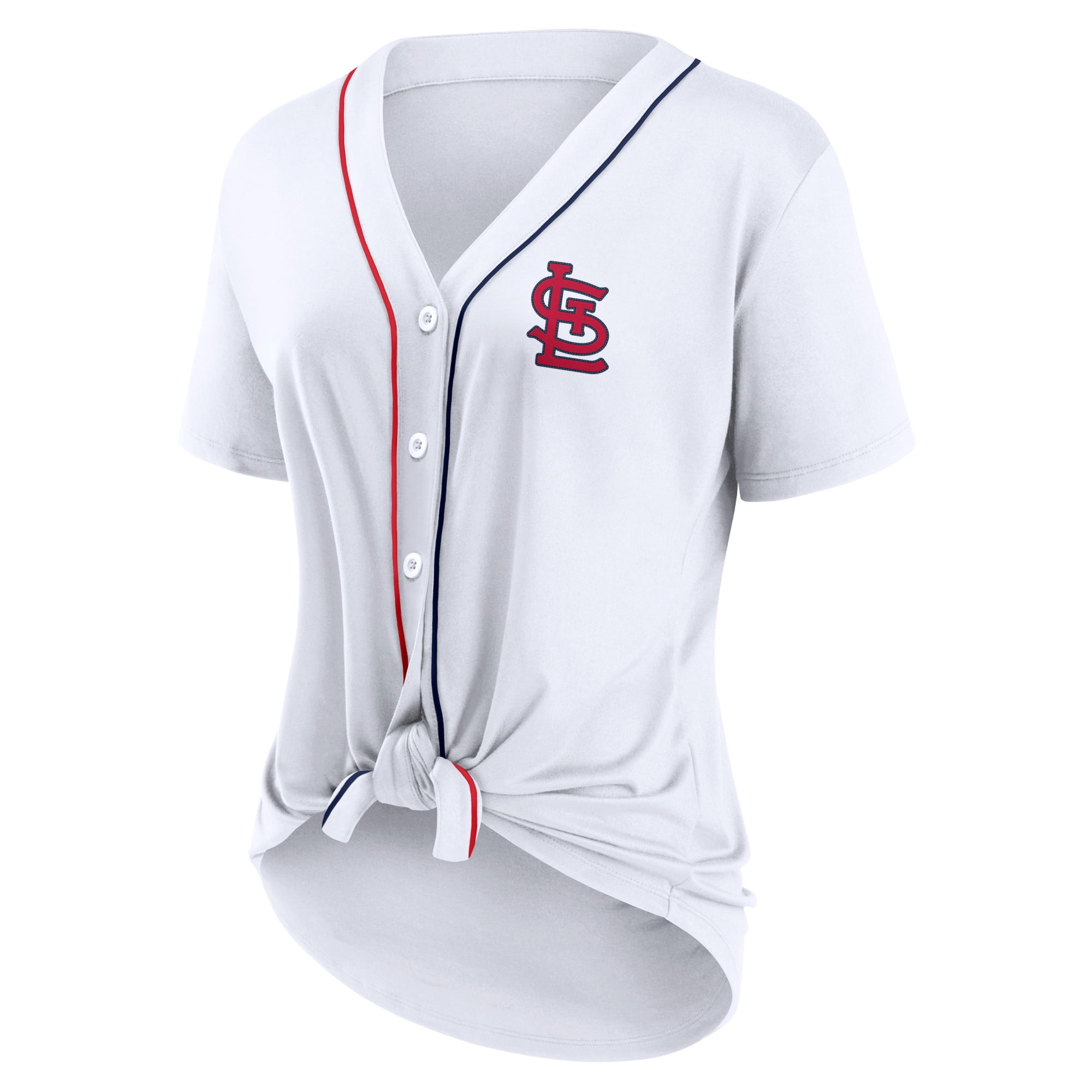 Women's Fanatics Branded White St. Louis Cardinals Dugout Tie Front V-Neck  Jersey 