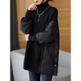thumbnail image 2 of Suéter de cuello alto de dos piezas falso con costura marrón para mujer, prenda exterior holgada y gruesa de invierno, estilo occidental, que reduce la edad, 2 of 5