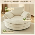 thumbnail image 4 of 360° Swivel Chaise Longue Chair Indoor, 57.5" Oversized Corduroy Cloud Sofa Chair with Dual-Layer Cushions, Fluffy Sleeper Sofa Bed for Reading Yoga, Beige, 4 of 8