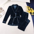 thumbnail image 1 of Ropa de casa para mujer Camisón de manga larga Traje de terciopelo dorado Cárdigan grueso y cálido, 1 of 6