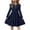 Navy, variant on Girls Casual Dresses Girls Solid Long Sleeve Round Neck Dress With Puff Cuffs And Pockets For Warm Season Summer Dress Sundress
