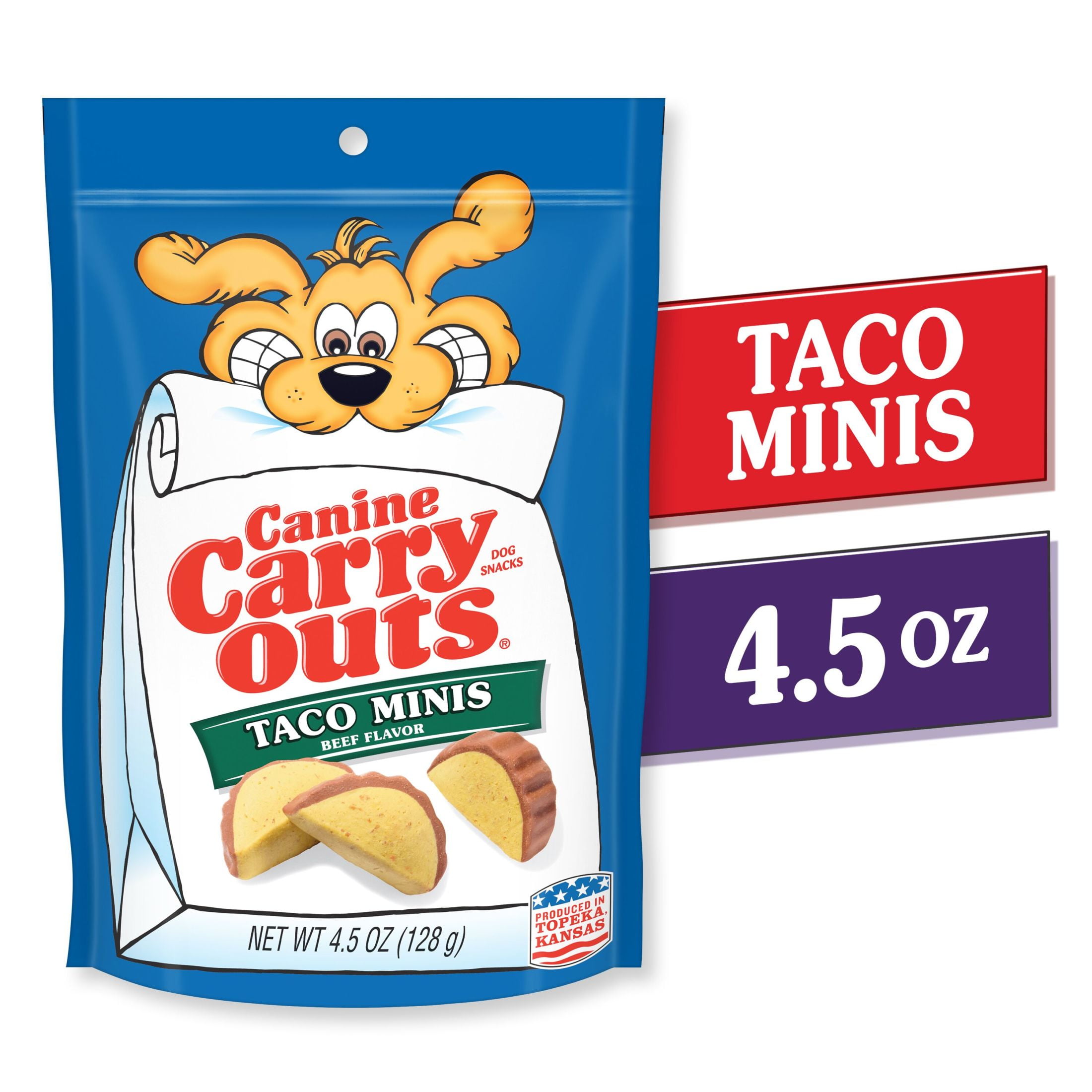 (24 pack) Canine Carry Outs Taco Minis Beef Flavor Dog Treats, 4.5oz