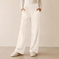 thumbnail image 7 of Ohufall Fleece Pajama Pants for Women Stretchy Wide Leg Sleep Pant Pockets Comfortable Solid Color Home Lounge Pants, 7 of 7