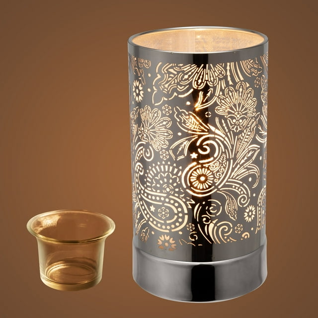 7" Touch lamp/Oil burner/Wax warmer-Silver Secret Garden