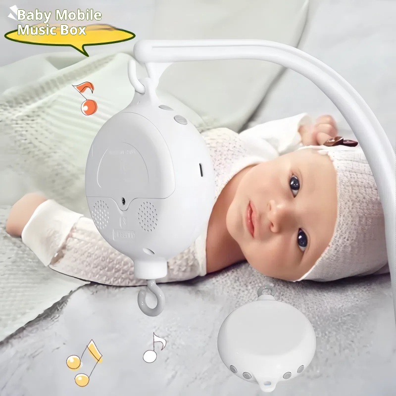 Baby Crib Mobile Motor, Rechargeable - Operated Music Box with Connectivity, Spinner Crib Mobile（white）