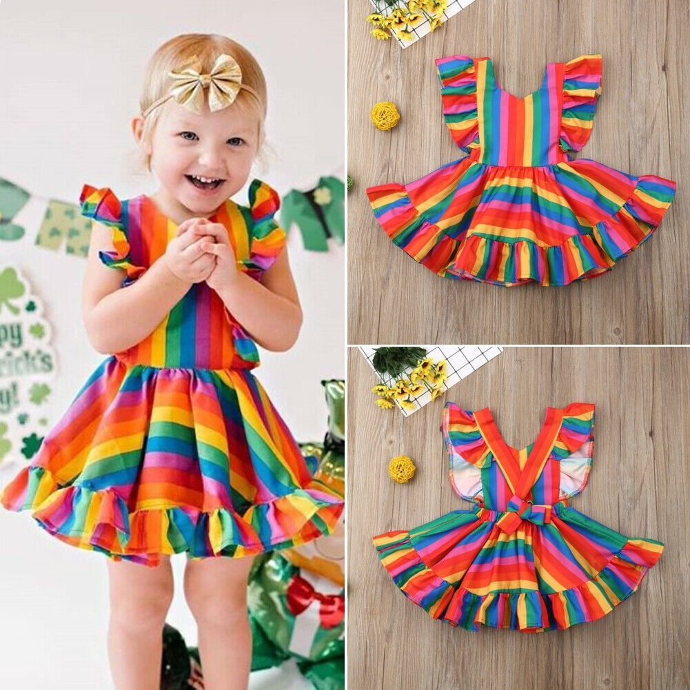 Toddler Baby Girl Rainbow Dress Sleeveless Princess Party Tutu Dresses Sundress Walmart