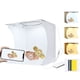 thumbnail image 1 of Caja de estudio fotográfico con luz ajustable, mini caja de luz fotográfica, softbox de iluminación de fotografía portátil Kit de fondo de 6 colores con anillo Luz blanca 6500 K Luz cálida 3200 K, 24, 1 of 8