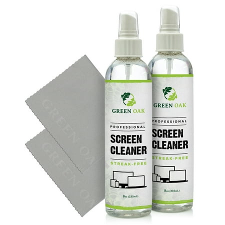 Screen Cleaner - Green Oak Professional Screen Cleaner Spray - Best for LCD & LED TV, Tablet, Computer Monitor, and Phone - Safely Cleans Fingerprints, Bacteria, Dust, Oil (8oz (Best Way To Clean Monitor Screen)