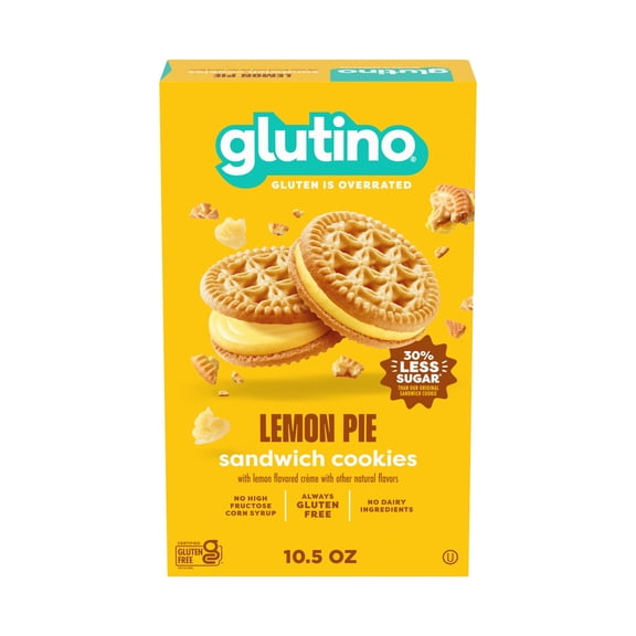 Glutino Gluten Free Lemon Pie Flavored Sandwich Cookies, Gluten Free Snacks, 10.5 oz.