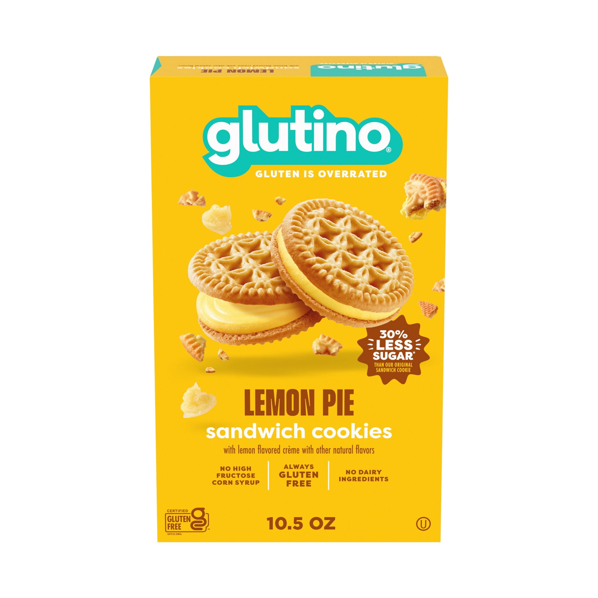 Glutino Gluten-Free Lemon Pie Sandwich Cookies Baked Snacks 10.5 oz