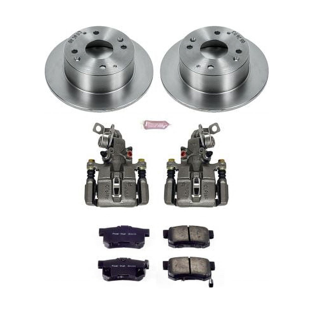 PowerStop Rear Stock Replacement Brake Pad and Rotor Kit with Calipers Fits: ACURA Select Models KCOE4991