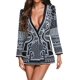 thumbnail image 1 of Vestido blazer Bella Barnett estampado con cuello en V profundo blanco perla, 1 of 6