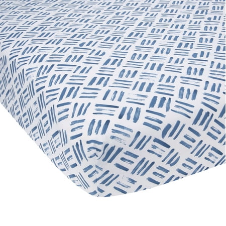 UPC: 0084122013131 | Lambs & Ivy Signature Crosshatch Organic Cotton Navy Blue Fitted Crib Sheet