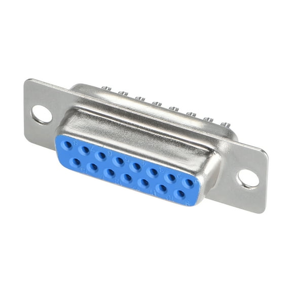 D-sub Connector Female Socket 15-pin 2-row Port Terminal Breakout Blue 1pc