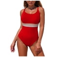 thumbnail image 1 of WUANDIXFA Maillots de Bain pour Dames Femmes Mode Robe de Bain Maillots Rehausseur Maillot de Bain une Pièce Rouge,G, 1 of 6