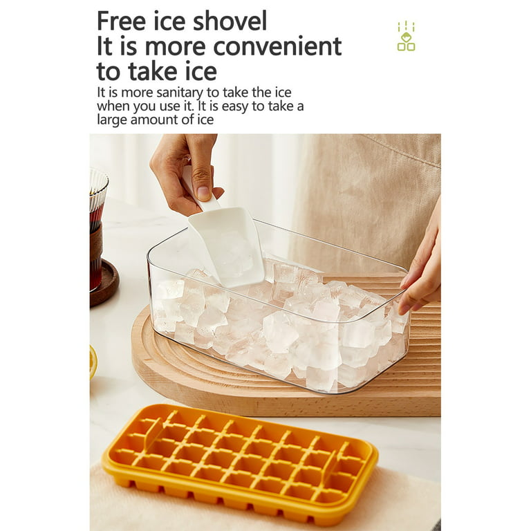 XMMSWDLA Thin Ice Cube Trays New Ice Cubes Maker, Ice Cubes Molding Ice Box  Small Household Refrigerator Easy-Release Ice Lattice with Cover Silicone  Ice Lattice Popsicle Maker Mold Set Yellow 