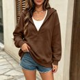 thumbnail image 4 of Antinious Woman Hooded Sweatshirt Long Sleeve Outer Pockets Loose Solid, 4 of 5