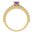 thumbnail image 4 of 1.16 ct Brilliant Emerald Cut Natural Amethyst 18K Yellow Gold Solitaire with Accents Engagement Bridal Wedding Ring Band Set size 7, 4 of 7