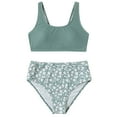 thumbnail image 2 of JTieacloth Girls Swimsuits Two-Piece Floral Print Bikini Swimsuit Kids Bikini with Chest Pad,Sizes 8-9 Years, 2 of 5