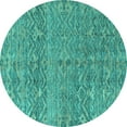 thumbnail image 1 of Ahgly Company Machine Washable Indoor Round Abstract Turquoise Blue Modern Area Rugs, 8' Round, 1 of 4