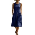 thumbnail image 2 of IUYRTFE Women's Loose Fit Sleeveless Tank Dress with Pockets Cotton Linen Blend Casual Summer Midi Dress, 2 of 6