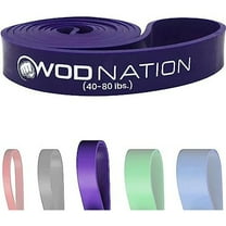 WOD Nation Resistance Bands - Single, 40-80 lbs, Purple - Exercise Bands for Calisthenics, Strength Training & Yoga - Pull Up Assist for Pull Up Bar & Mobility